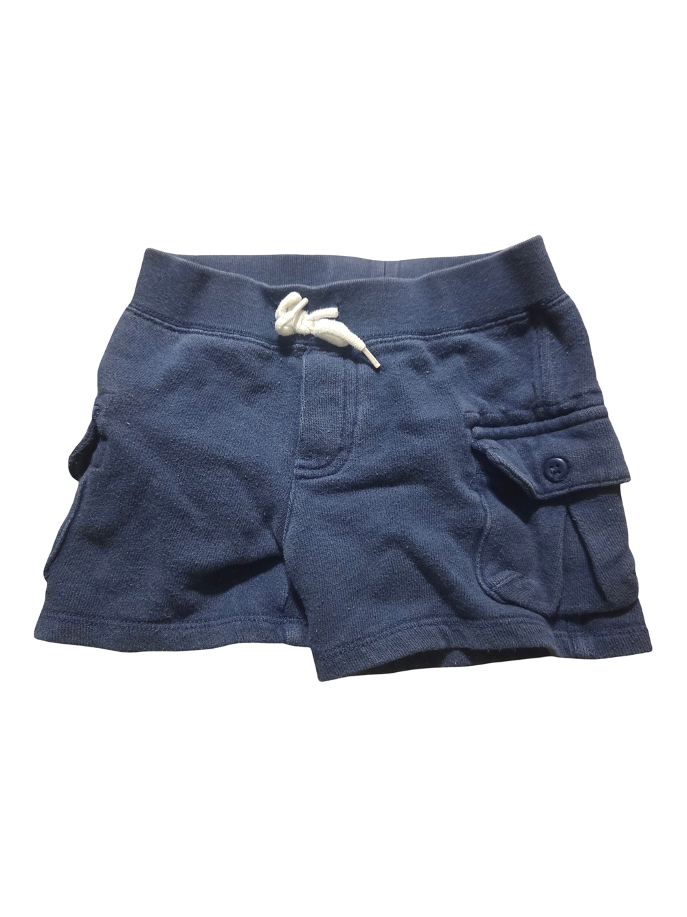 Ralph Lauren Navy Knit Cargo Shorts with White Drawstring - Picture 1 of 3